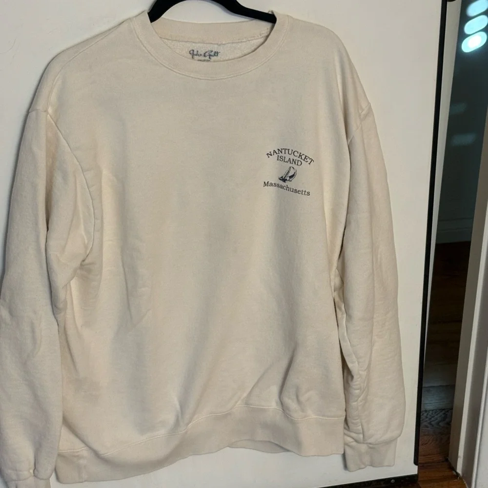Brandy Melville Cream Crew Neck Sweater 100% Cotton Nantucket Island Size XL - Picture 2 of 6